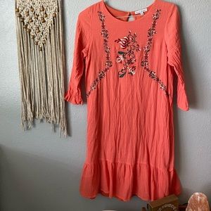 Stevie Hender orange embroidered dress